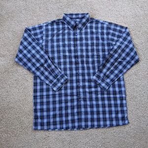 Haband Button Up Long Sleeve Shirt Men's Large Blue Black